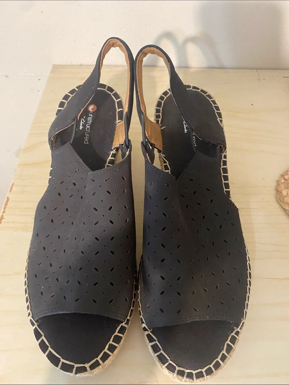 Clarks Black Espadrille Slingback Sandals